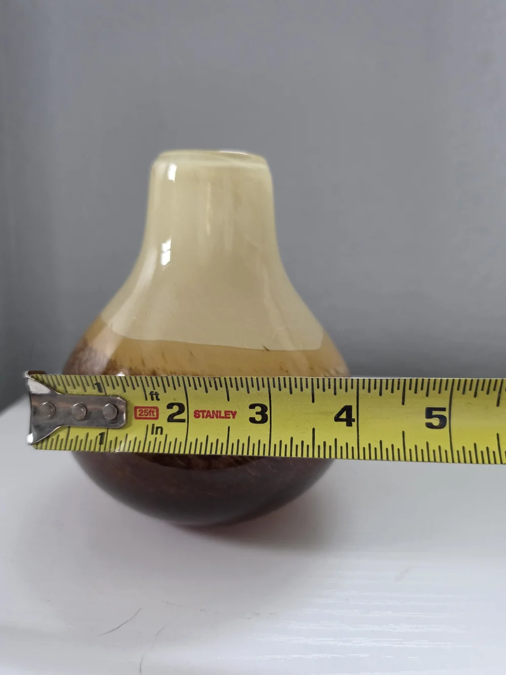 Handblown Glass Vase in Cream and Brown